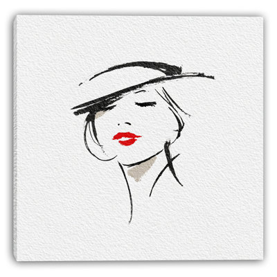 Chapeau et art mural sur toile rouge