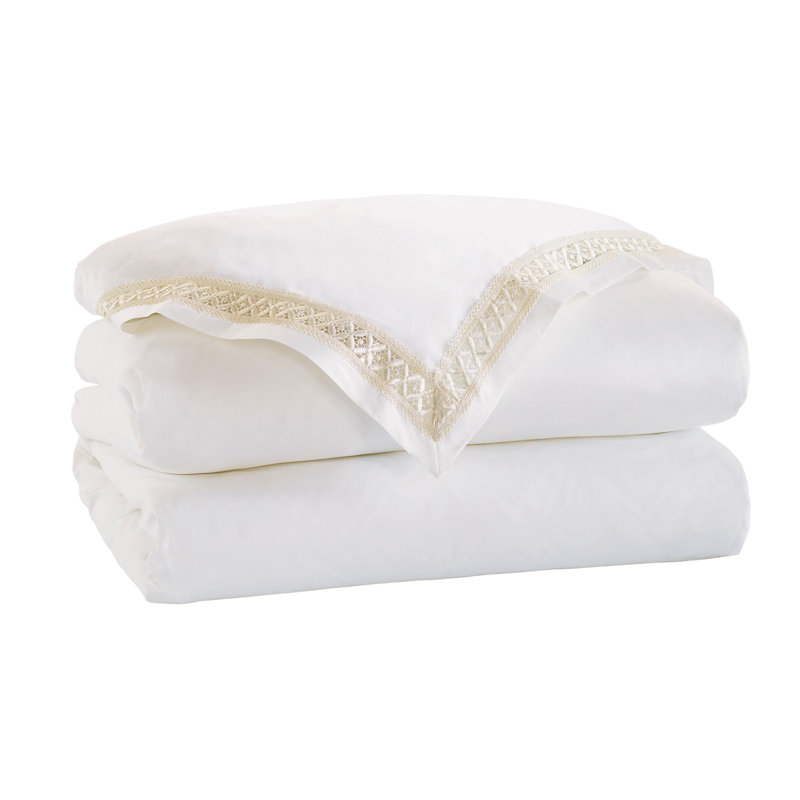 Juliet Sateen Duvet Cover, White/Ivory, Cal. King Duvet Cover