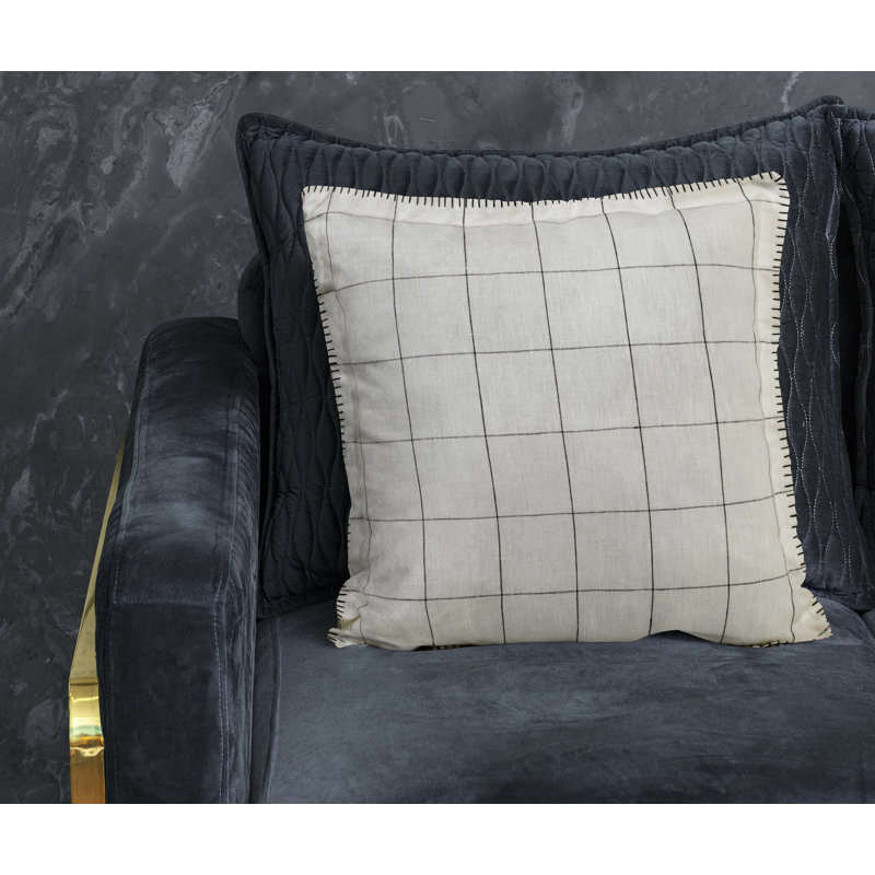 Plaid Linen Throw Square Pillow Cover, Polyester