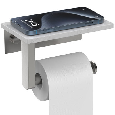 Marble Toilet Paper Holder with Shelf Wall Mounted