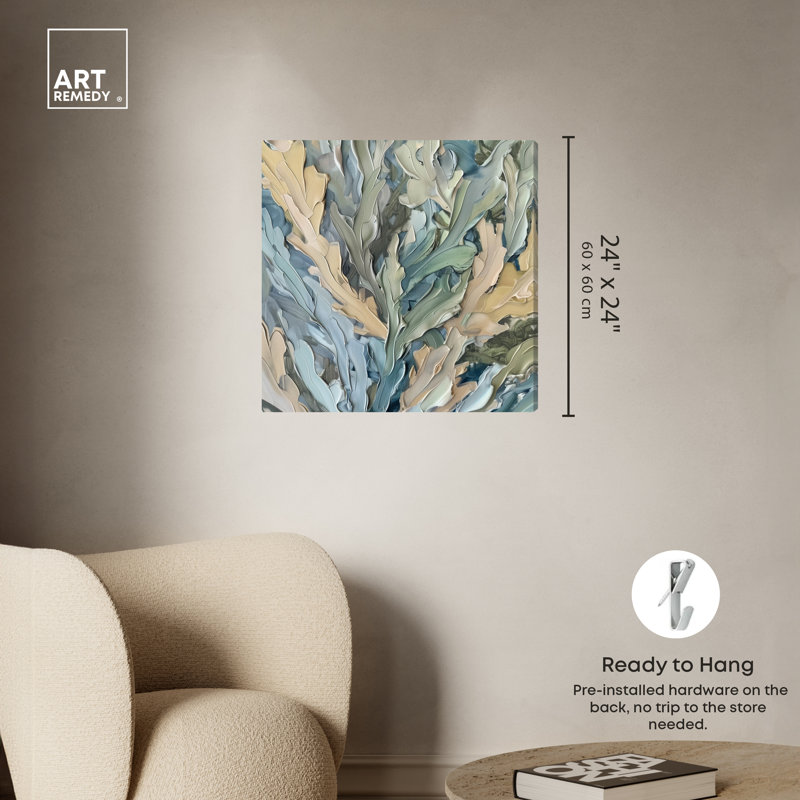 Art mural d'inspiration côtière «Calming Seaweed Beach» par Art Remedy, Toile tendue, H 24 po x l 24 po