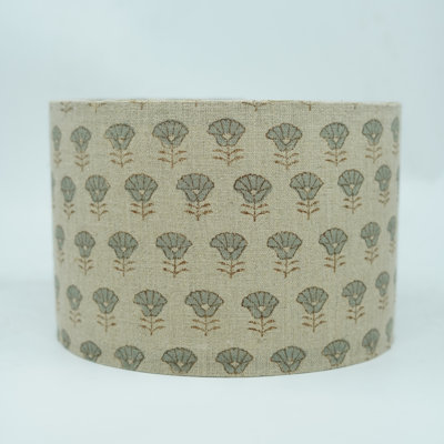 Block Print Linen Cone Lamp shade For Table Lamp – Kohinoor Floral Gray– Handcrafted Home Lighting