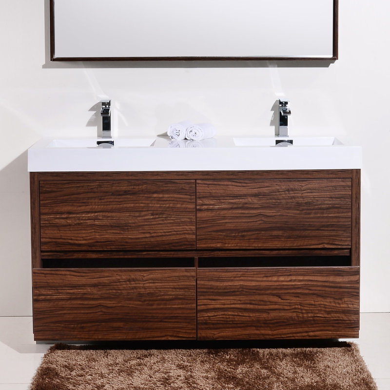 Ensemble de meuble-lavabo double 59 po Royka, Noyer