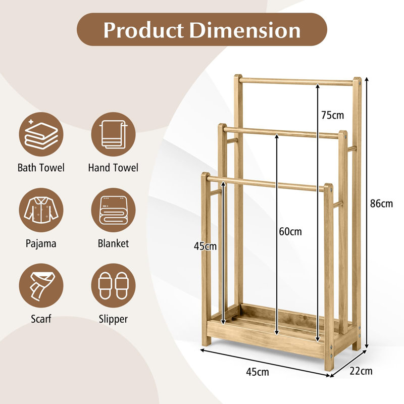 45 cm L Freestanding Towel Stand, Natural