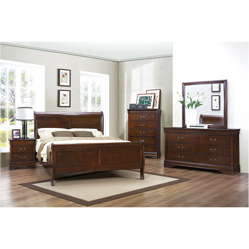 Ensemble de chambre à coucher avec lit à panneaux 3-2 Brummett, Simple, Brun