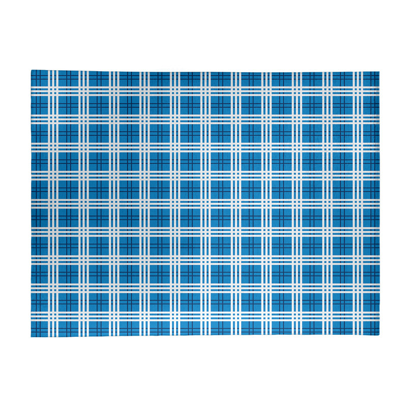 Tapis à carreaux bleu, Rectangle 8 pi x 10 pi