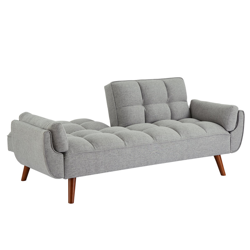 Jalena 75" Flared Arm Convertible Sleeper Sofa, Gray Polyester