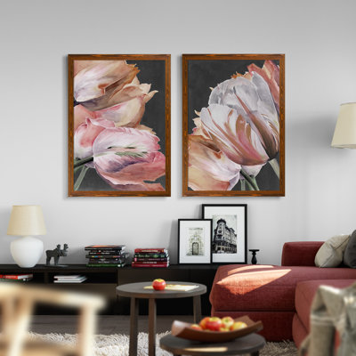 « pastel perroquet tulipes iii » par vincent van gogh, ensemble de 2 reproductions d’art sur cadre photo