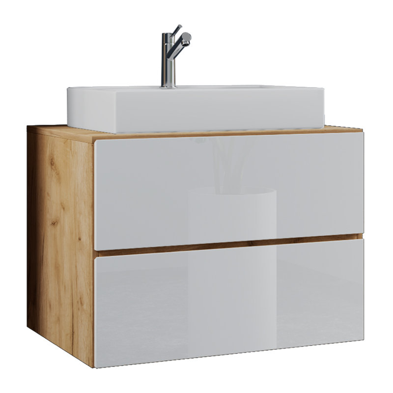Anaejah Bathroom Vanity with Basin, Oak/White