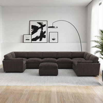 Canapé modulaire surdimensionné en U de 169,3 po Knaack et canapé de salon moelleux en velours côtelé