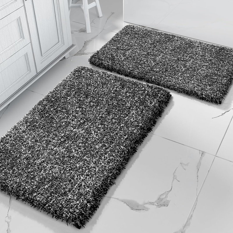 Tapis pour salle de bain en microfibre / microsuède Popincourt, Noir