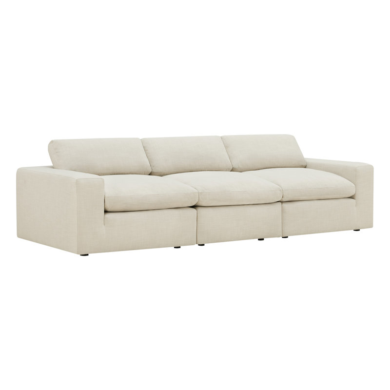 Asher 3 - Piece Upholstered Modular Sectional, Cream Polyester
