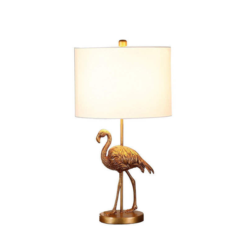 Lampe de table 26 po en résine flamant doré mat