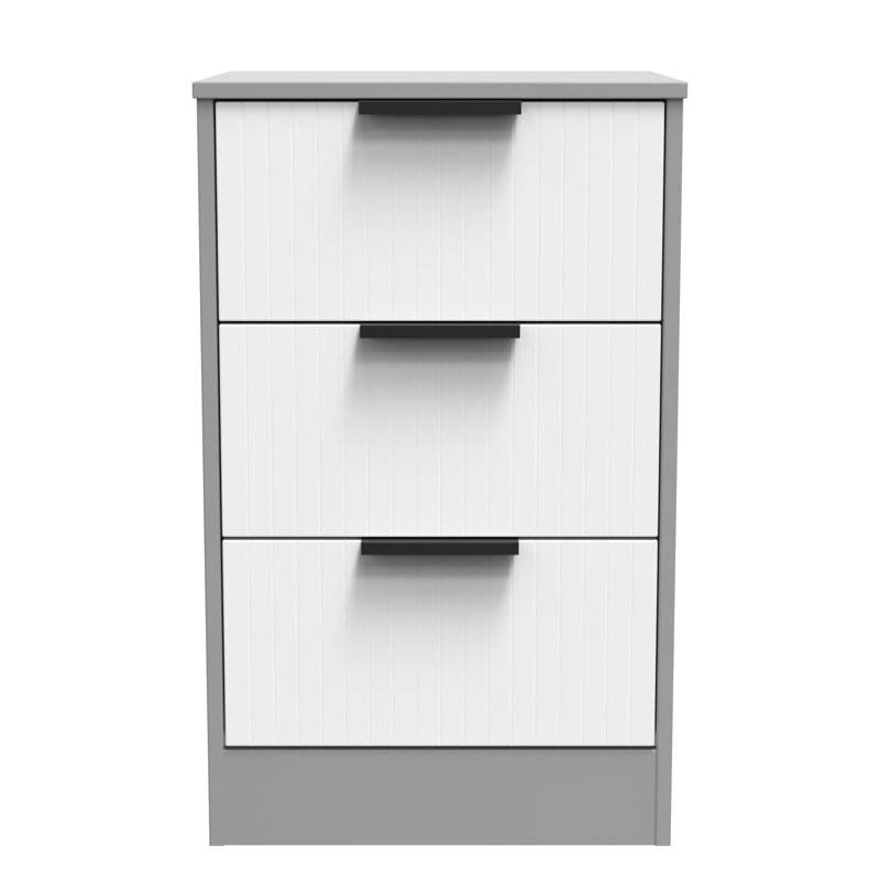 Atsumi 45cm W Manufactured Wood Bedside Table, White Matt/Dusk Grey