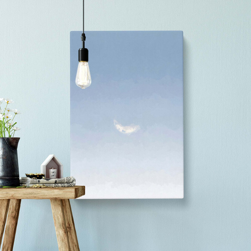 Crescent Moon in a Blue Sky in Abstract - Wrapped Canvas, 76cm H x 50cm W x 3cm D