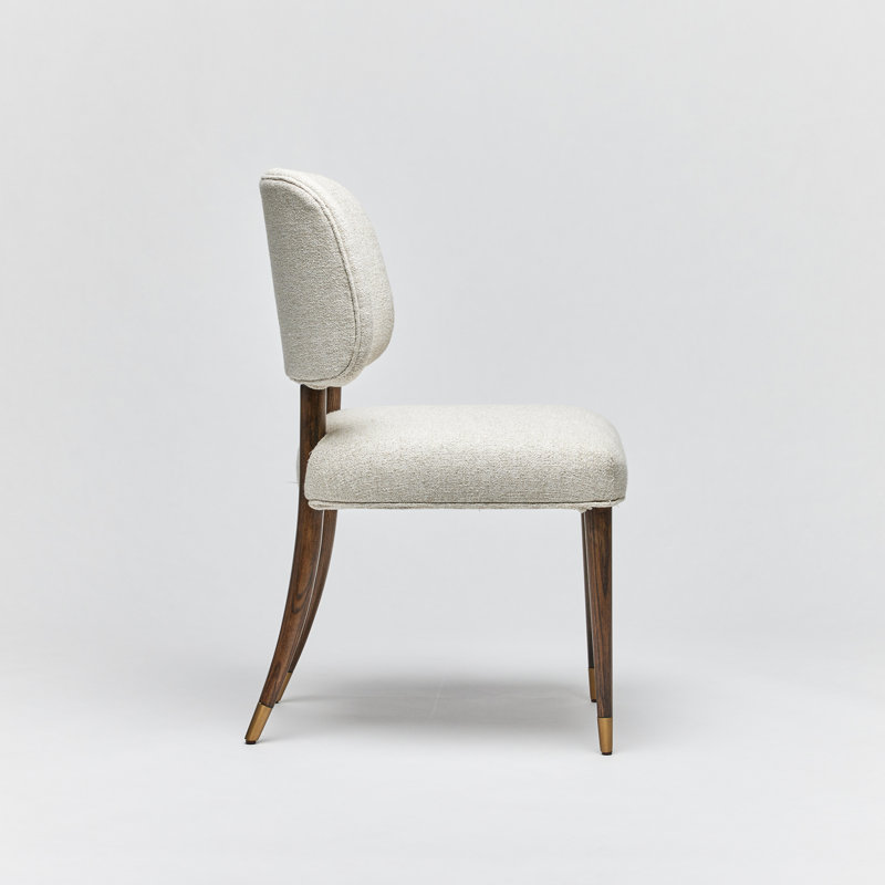 Serafina Upholstered Dining Chair, Brushed Brass/Walnut