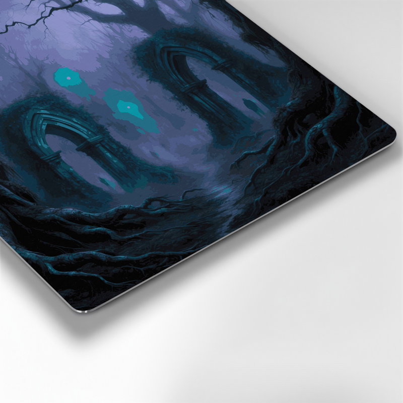 Art mural bleu d'Halloween forêt hantée, H 8 po x l 8 po
