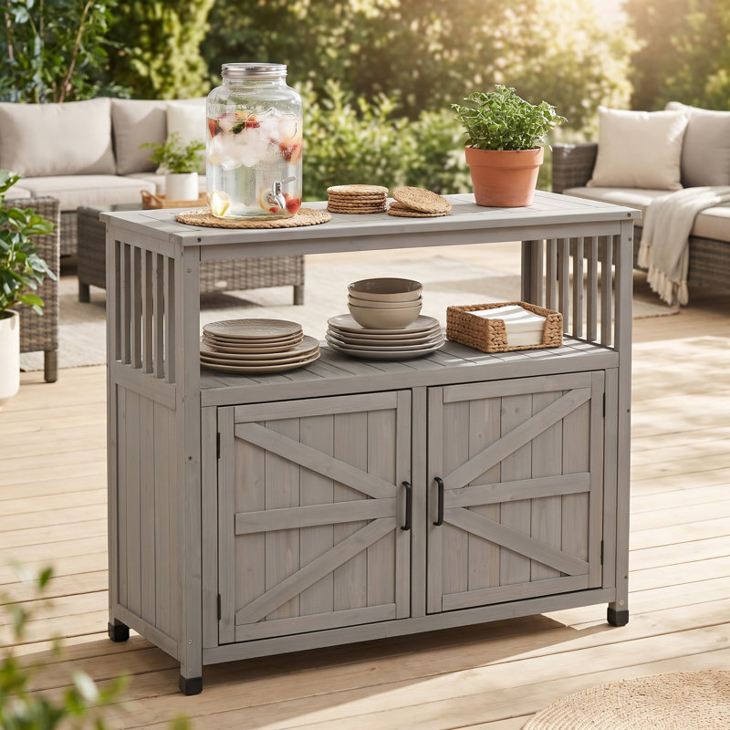 Ensemble de table de bar en bois avec rangement, buffet pour l'extérieur et l'intérieur