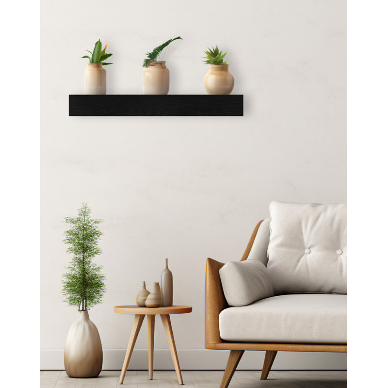 Chierika Oak Accent Shelf, Black, 4" H x 29" W x 8" D