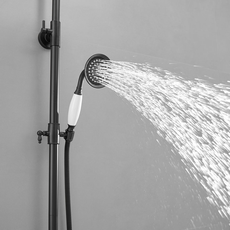 Système de douche complet à aiguilleur, Noir mat