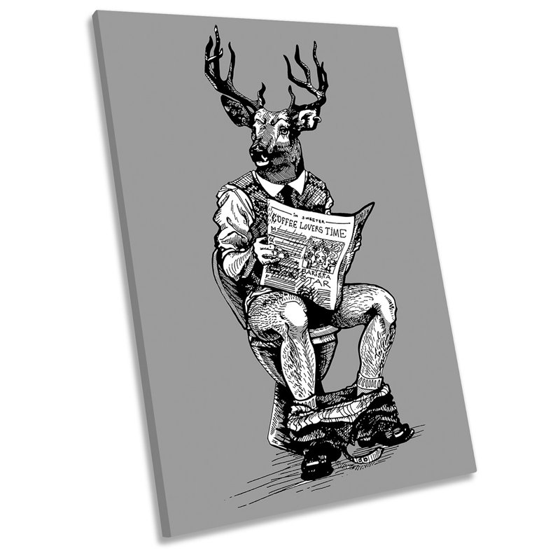 Stag Toilet Newspaper - Wrapped Canvas Print, 45.7cm H x 30.5cm W x 2cm D