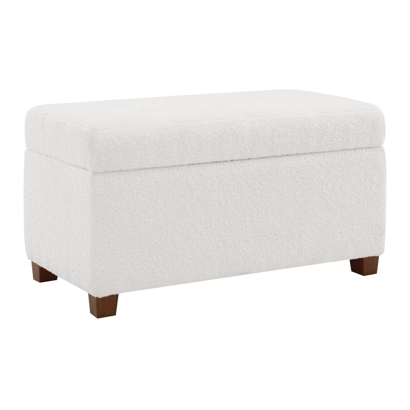 Repose-pieds avec rangement Metro, Polyester sherpa ivoire