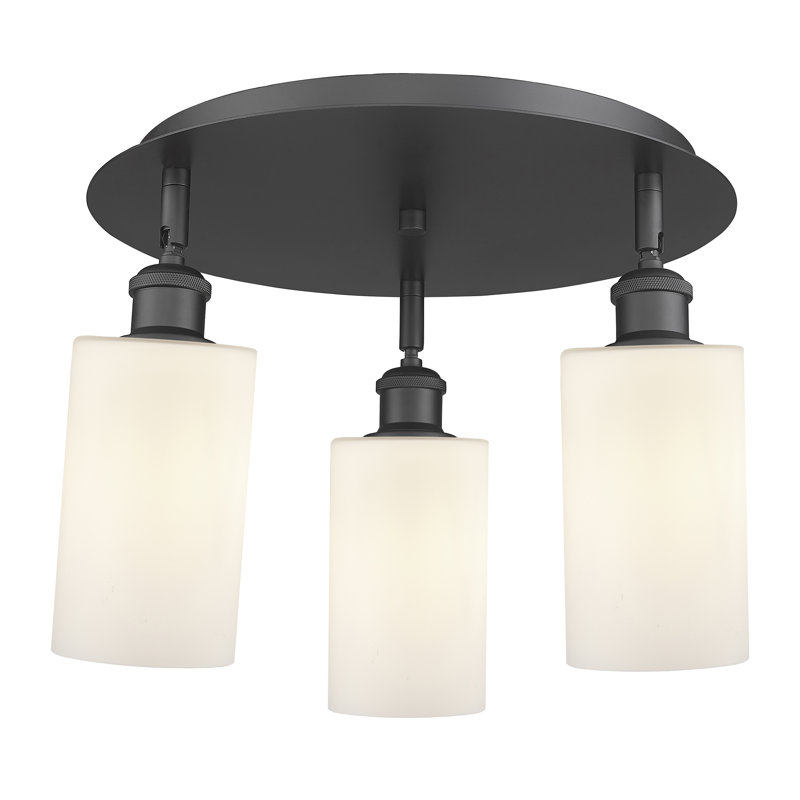 Ervine Glass Semi Flush Mount, Matte White, Matte Black