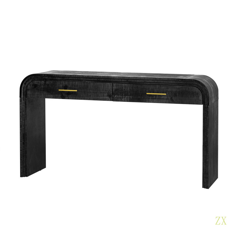 Console à silhouette rétro unique avec style ouvert, deux tiroirs supérieurs pour l'entrée, la salle à manger et le salon