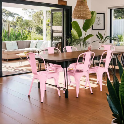 Ensemble de 2 chaises de salle à manger industrielles en métal de 18 pouces de hauteur empilable à l'intérieur, à l'extérieur, légère, facile à nettoyer, facile à assembler et durable