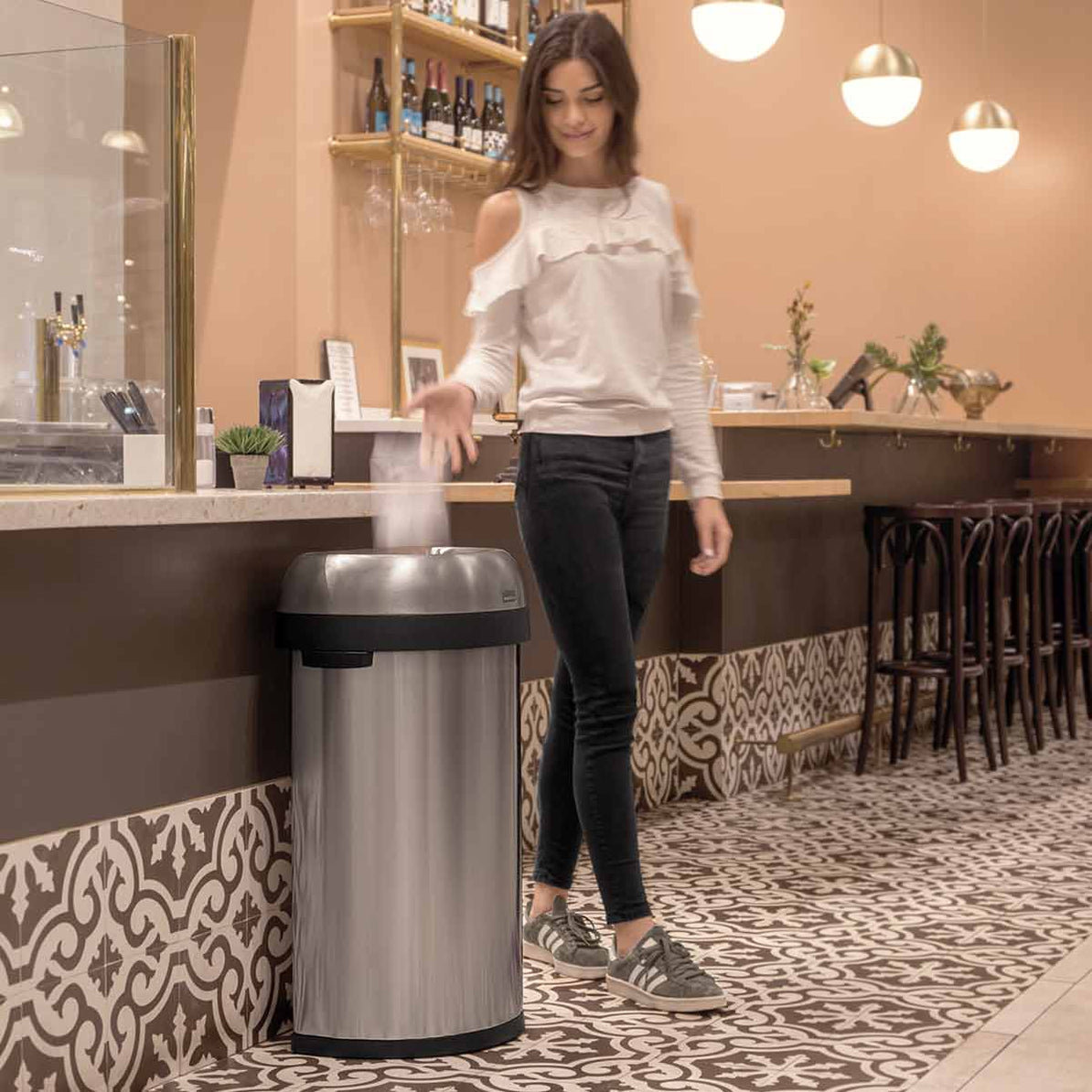 simplehuman 15.9gal Commercial Open Can, Brushed