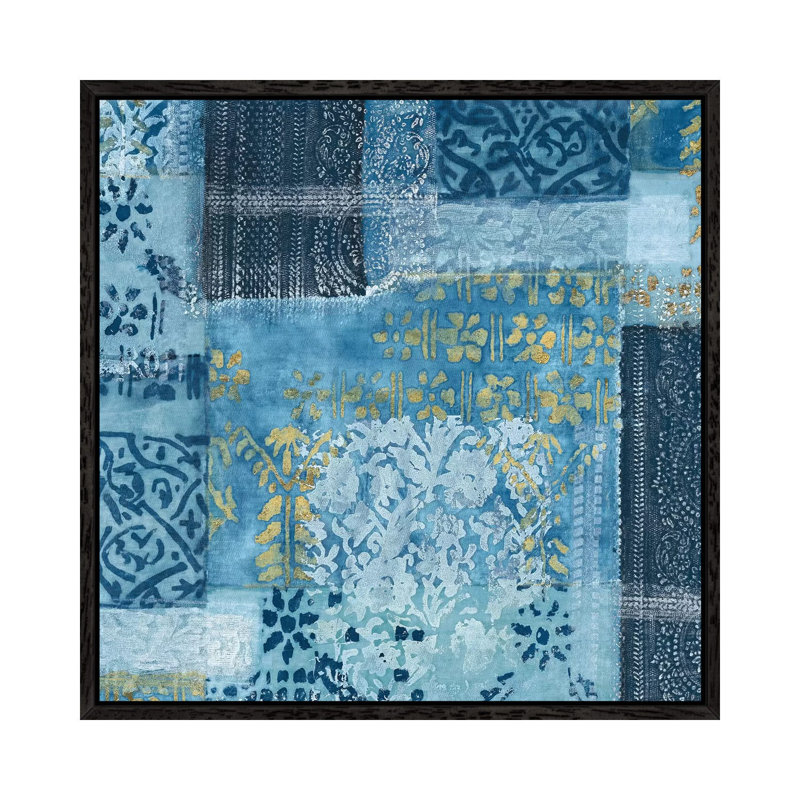 Alhambra III Indigo - Print on Canvas, 45.72cm H x 45.72cm W x 3.81cm D, Black Framed