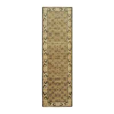Classic Elena Green Hand Knotted Wool Transitional All Over Handmade Area Rug