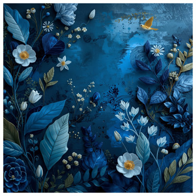 Blue Floral Arrangement Comforter