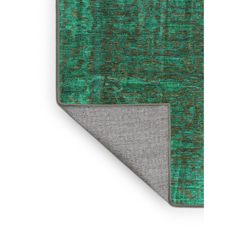 Tapis oriental bleu en chenille tissé à la machine Ellaree, Rectangle 2 pi x 3 pi