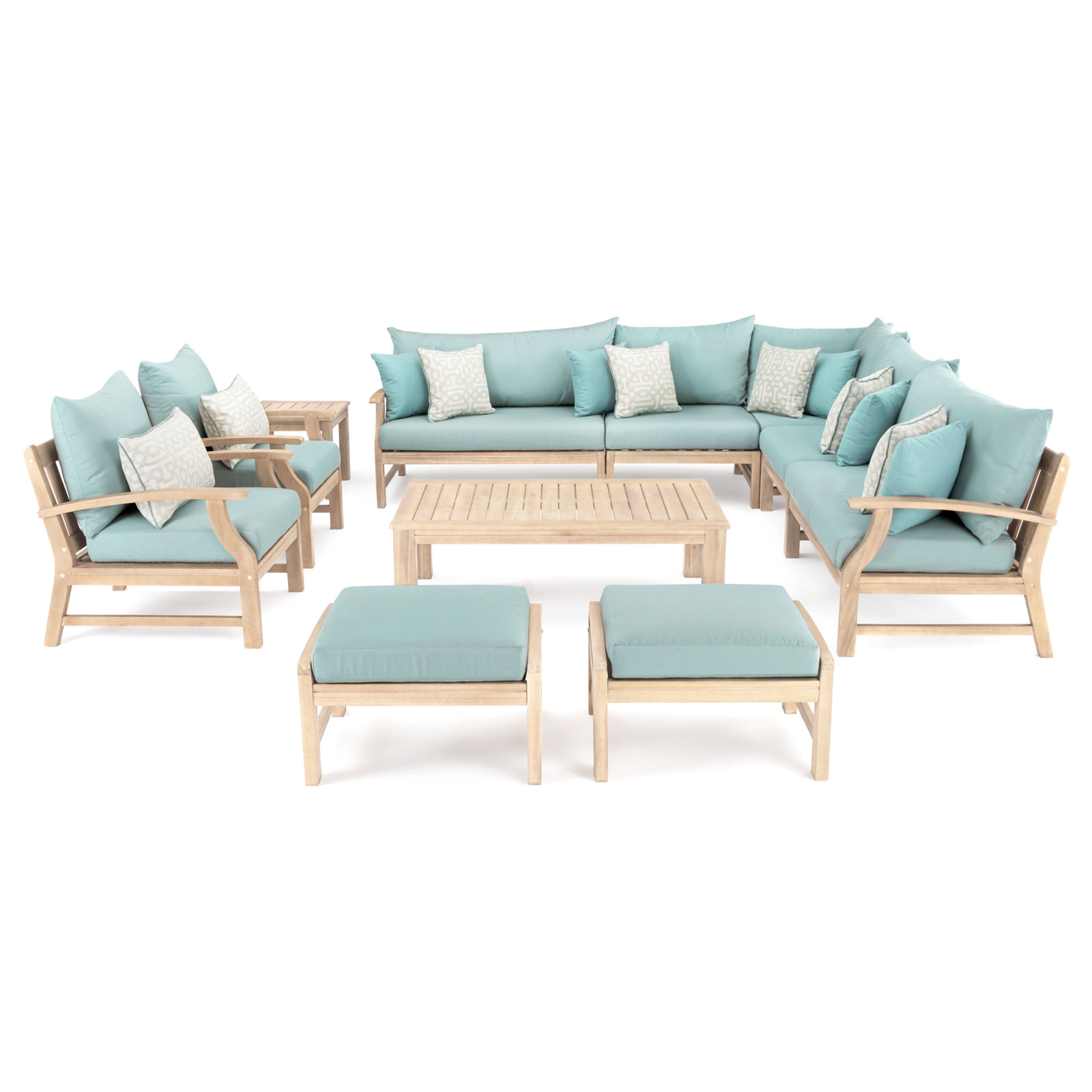 Paulet 11 Piece Seating Group with Cushions, Spa Blue