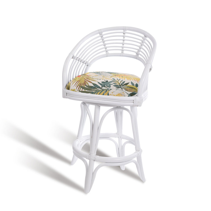 Danetra Swivel Stool, Blue Gray/White Frame, Bar Stool (32" Seat Height)