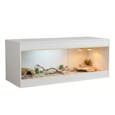 Officesimpli 180 Gallon 72 X 24 X 24 Inch Large Reptile Enclosure Terrarium With Sliding Acrylic Doors, Ventilated Hard Top And Light & Heating Sockets, Made In USA