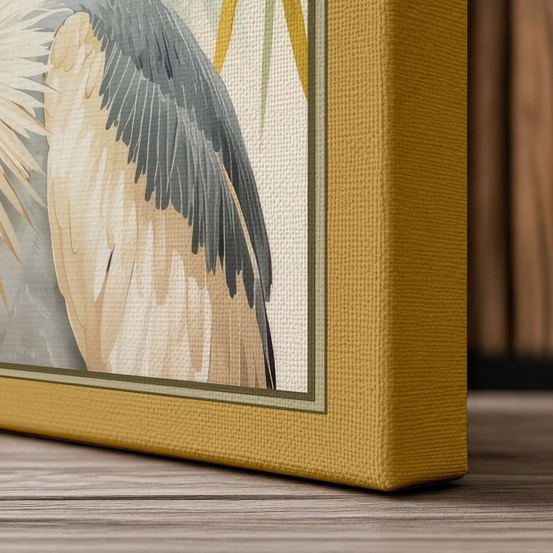 Heron in Profile Coastal - Wrapped Canvas, 30x20 - 76.2 x 50.8 cm, Ochre Border