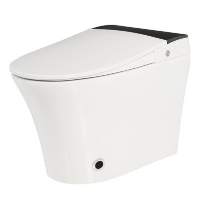 Heated Seat Smart Toilet, One Piece Toilet, Automatic Flush Tankless Toilet Without Bidet, With Foot Sensor Flush, Blue Night Light, Knob Control, Power Outage Flushing, Soft Close Cover, White