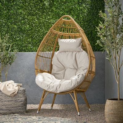 Teardrop Chair With Cushions Cozy Versatile Appearance - Brown Seat Cushion
