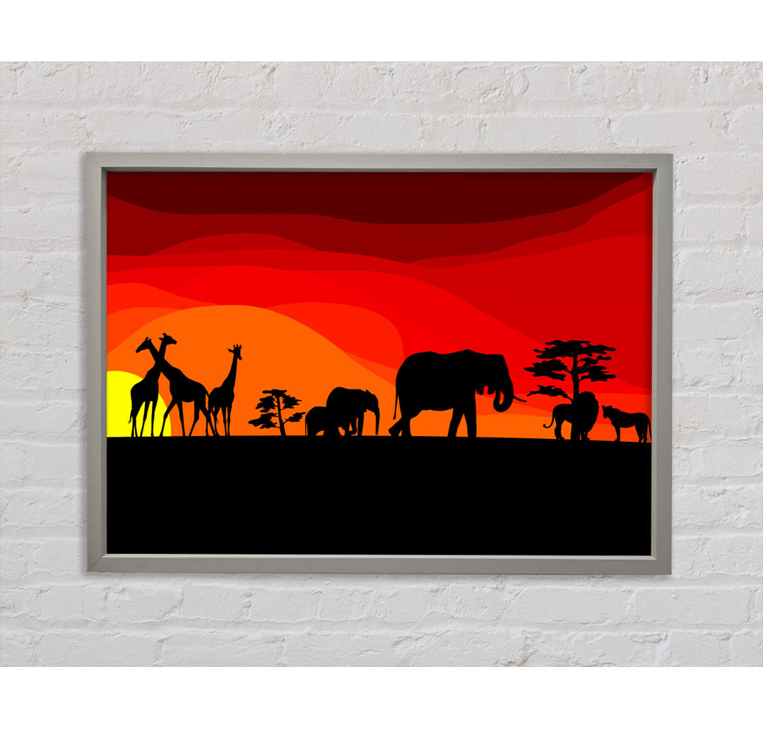 Sunset Safari - Einzelner Bilderrahmen Kunstdrucke auf Leinwand