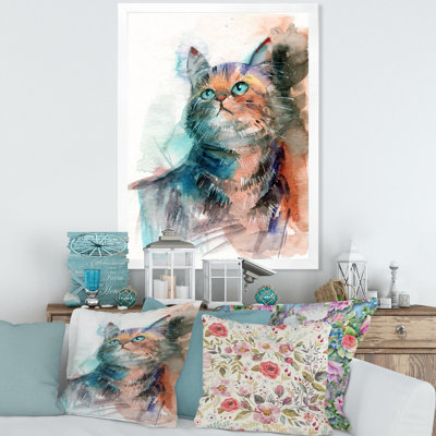 Petit chat gris aux yeux bleus - reproduction sur toile