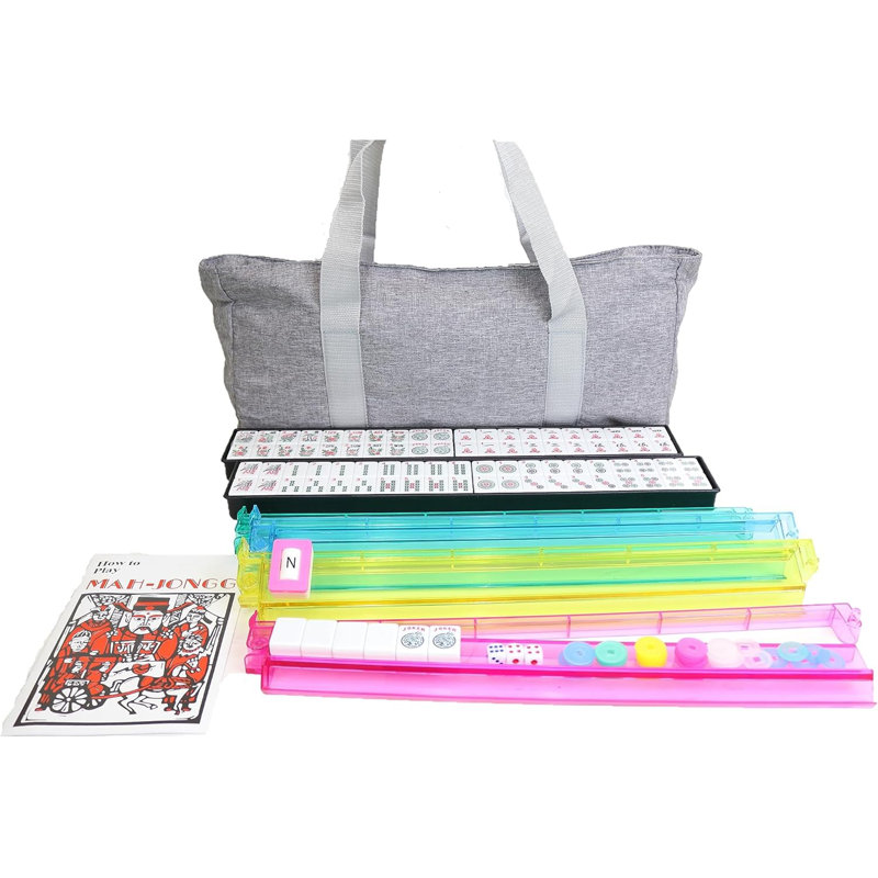 American Mahjong Set Combo Grey Bag 166 Tiles 4 All in One Colour Pushers Racks Combo Easy Carry