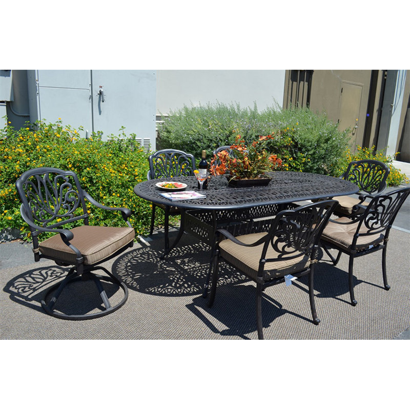 Allene 6 - Person Patio Dining Set with Oval Table , Cushions Included
