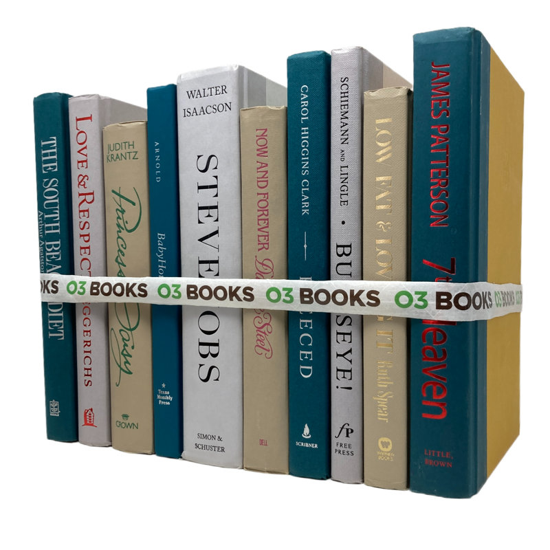 Livres décoratifs bleu sarcelle sarcelle, gris clair et beige
