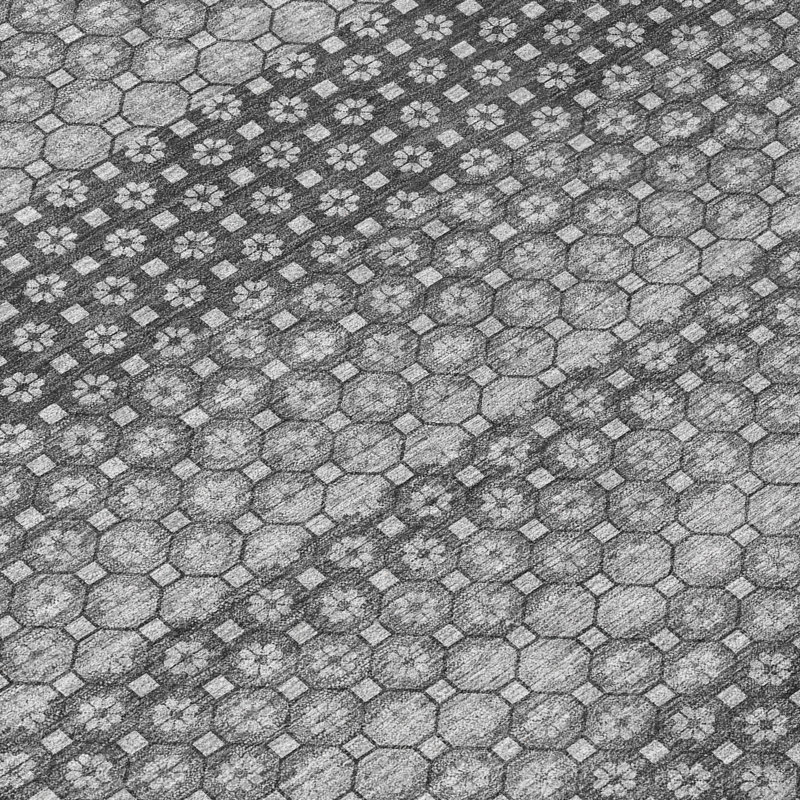 Machine Washable Indoor/Outdoor Christain ACN1422 Grey Rug, Rectangle 1'8" x 2'6"