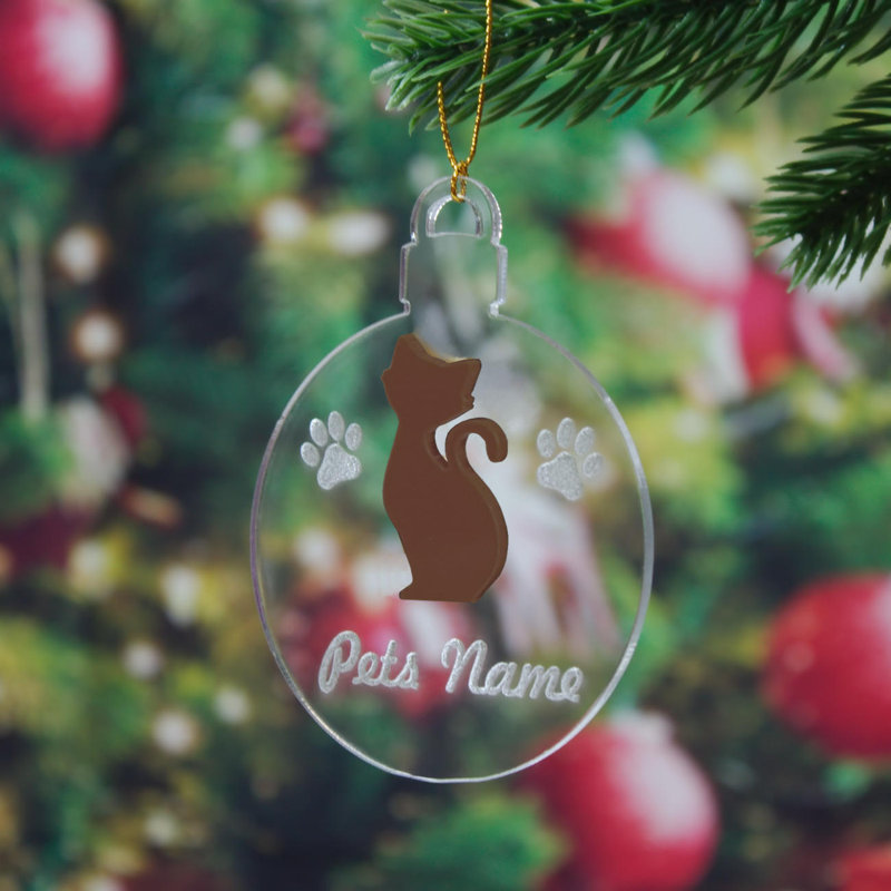 Personlised Cat Bauble Anash Decoration, Brown