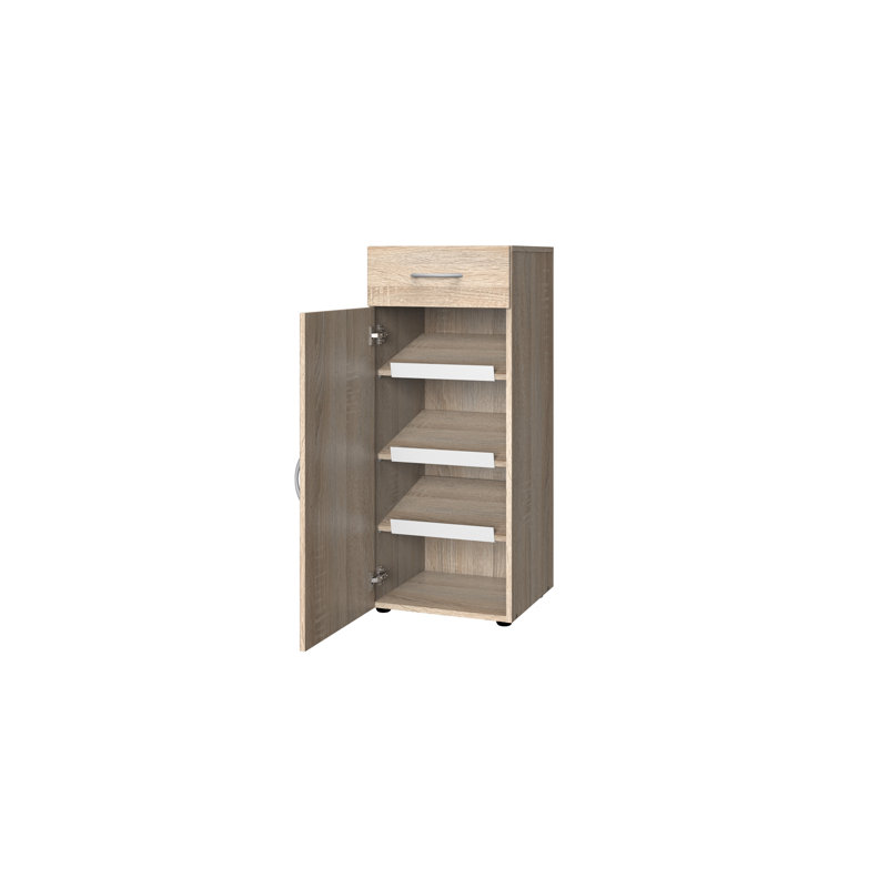 6 Pair Shoe Storage Cabinet, Oak Sawed Raw