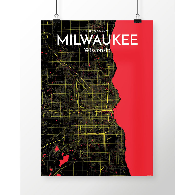 Milwaukee City Map - No Frame Print, 43.2cm H x 27.9cm W x 0.13cm D