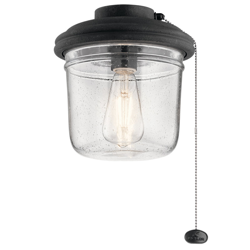 1-Light Clear Glass Ceiling Fan Globe Light Kit, Distressed Black